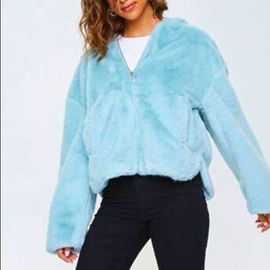 Faux Fur Zip Up Jacket